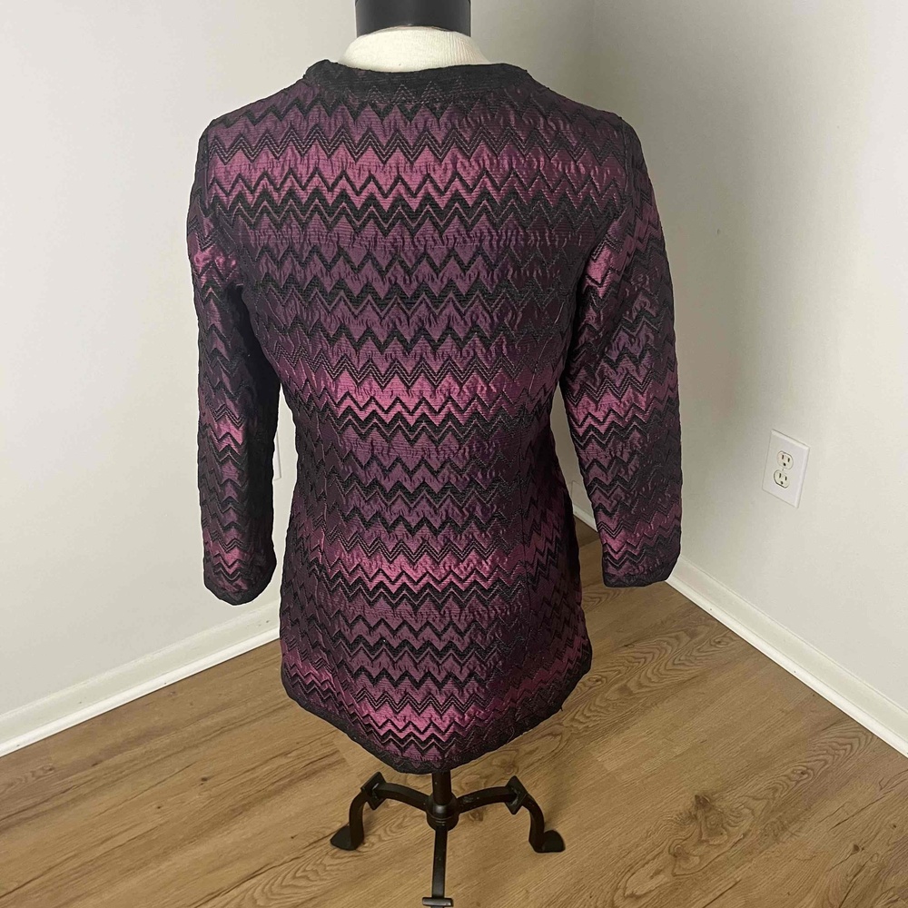 Chico Purple‎ Black Quilted Abstract Coat Jacket Size Small - Picture 5 of 11
